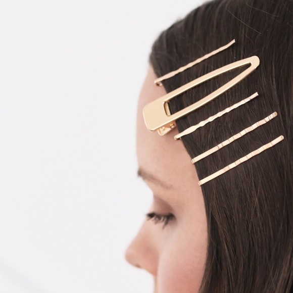 Gold Hair Clip & Gold Bobby Pins Set | Barrettes - Picture 2 of 3